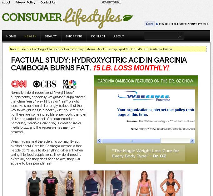Consumer Lifestyles GARCINIA CAMBOGIA